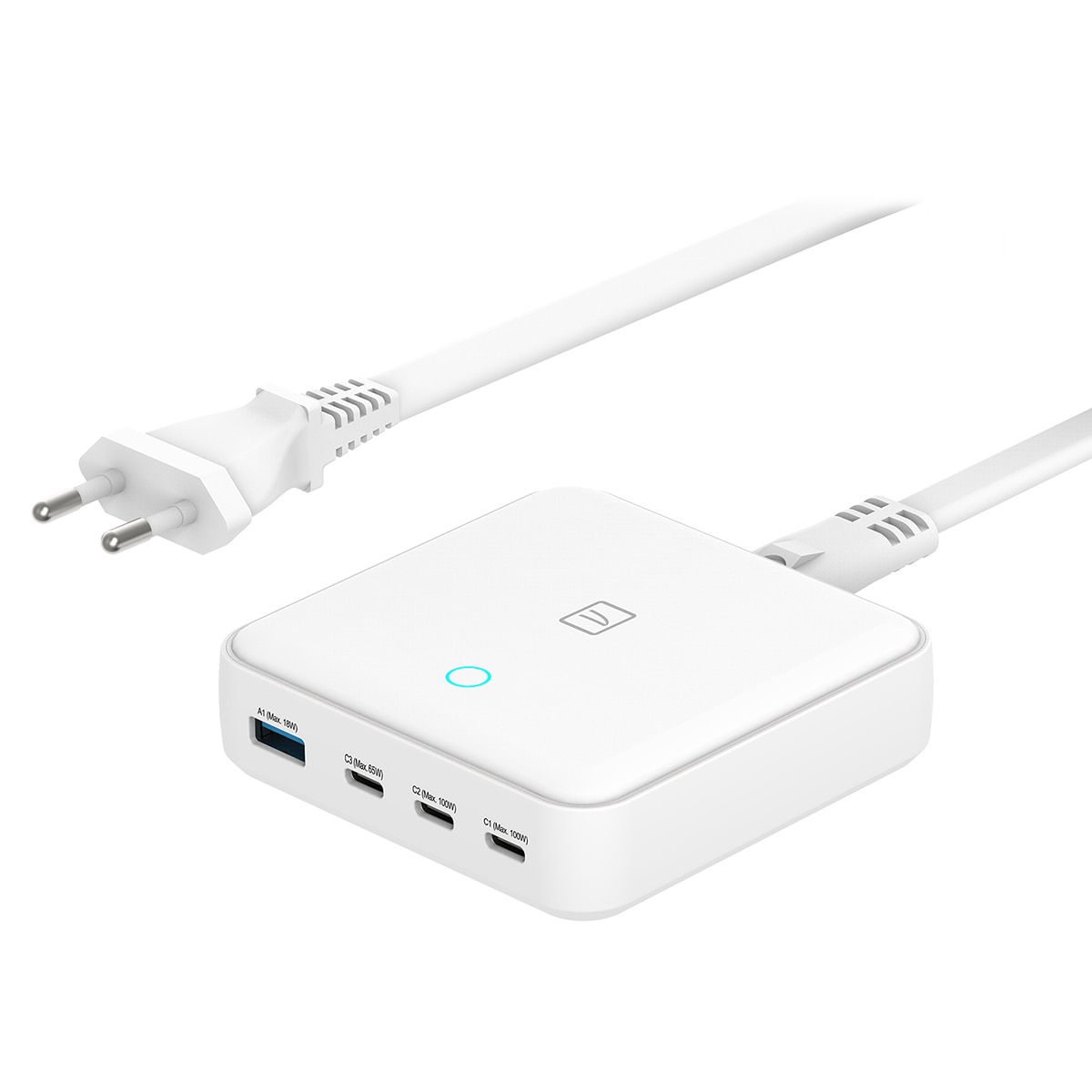 Cargador 100W Tucano con 3 puertos USB-C Power delivery, 1 puerto USB-A Quick charge 3.0 Blanco-6