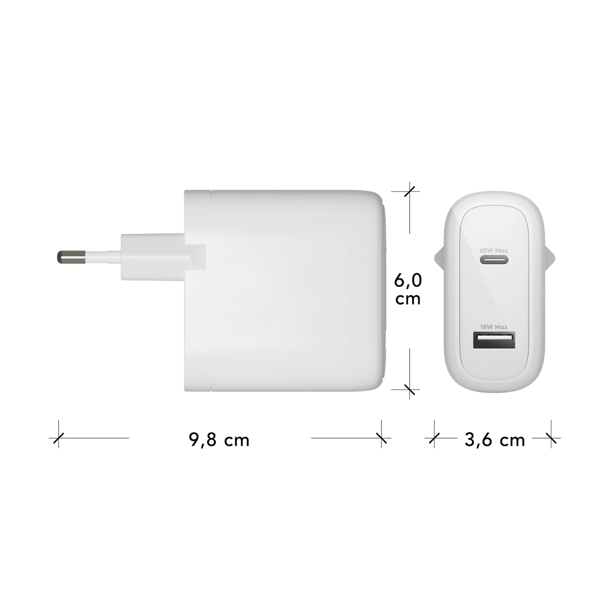 Cargador de pared dbramante1928, USB-C (65W) + USB-A (18W) Blanco-3