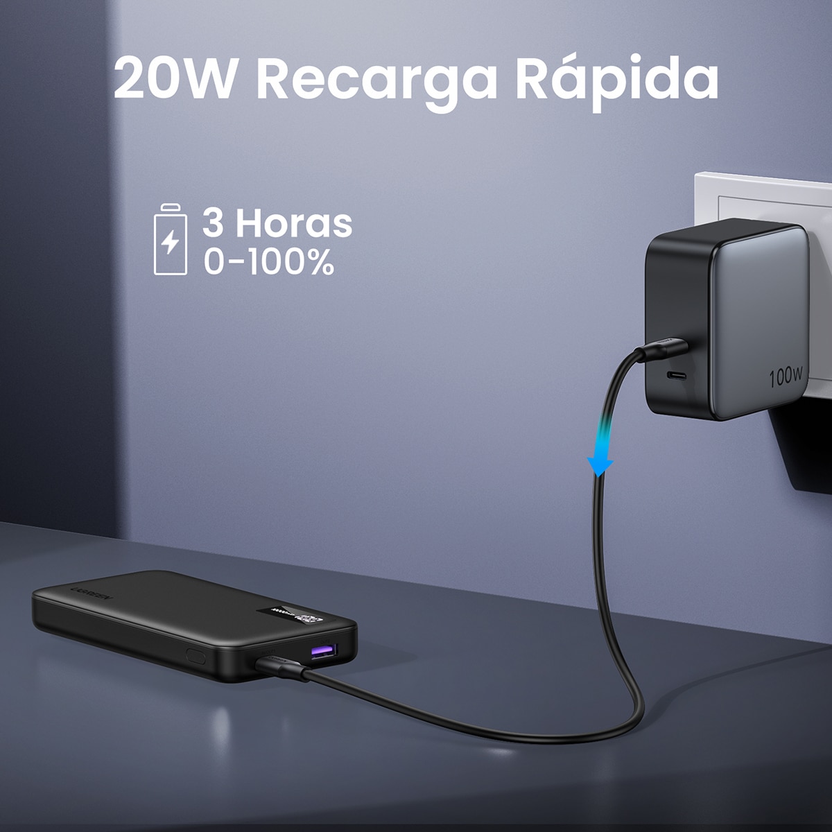Batería externa Ugreen 20W 10000 mA/h Negro-6