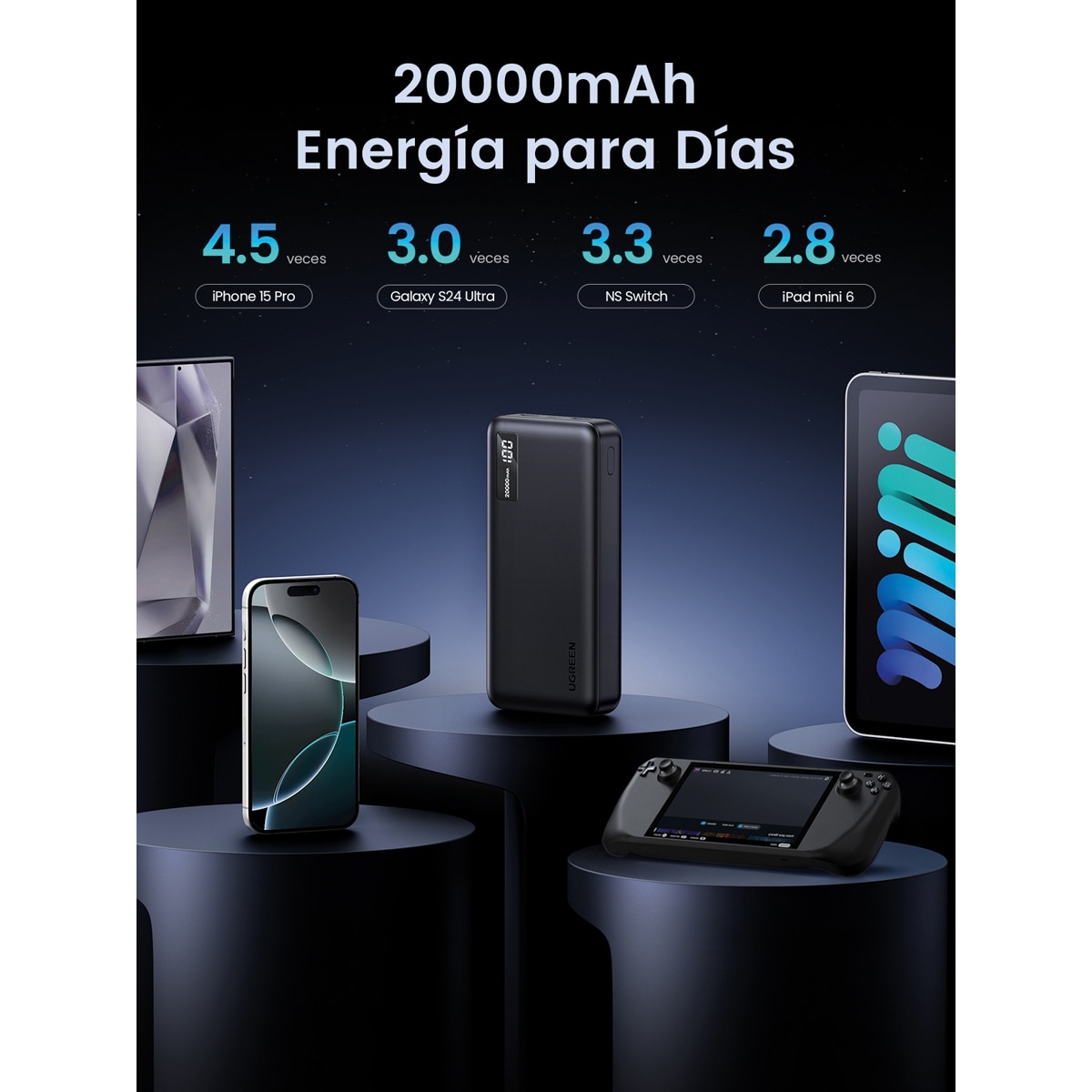 Batería externa Ugreen 20W 20000 mA/h Gris oscuro-6