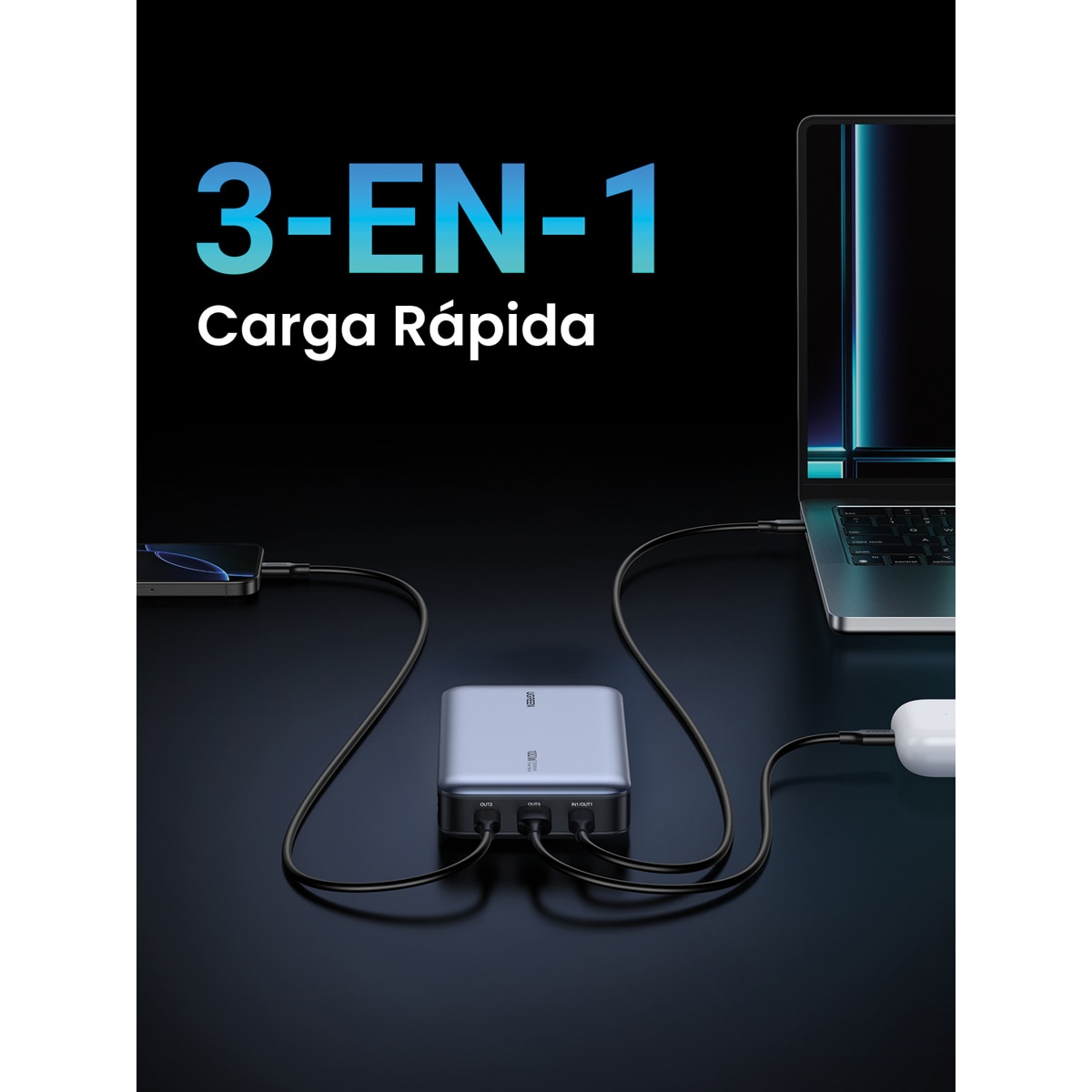 Batería portátil Ugreen Nexode 20000 mA/h 100W Gris oscuro-7
