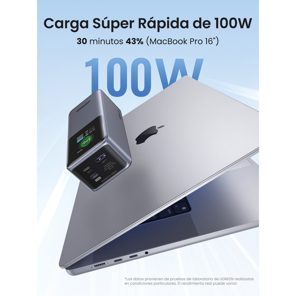 Batería externa Ugreen Nexode 130W 20000 mA/h Gris oscuro-2