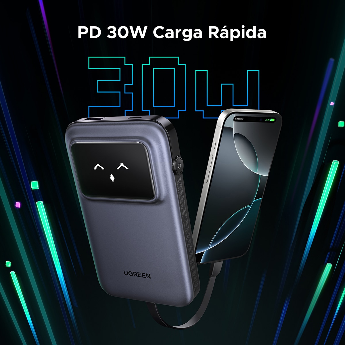Batería externa UGREEN 30W, 10000 mAh Gris-4