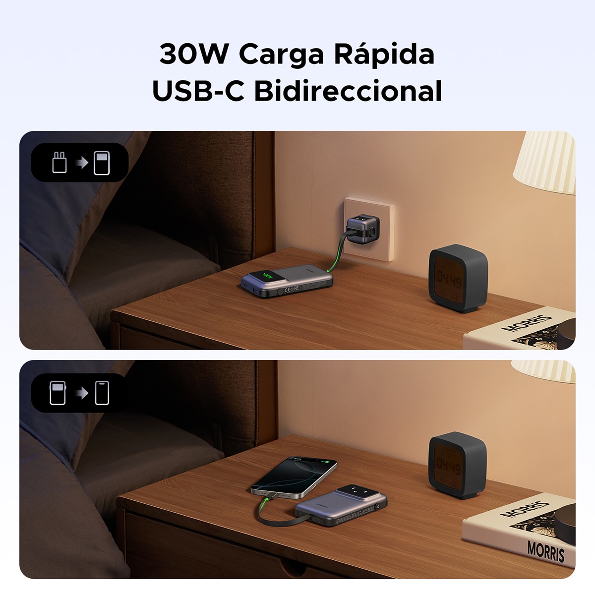 Batería externa UGREEN 30W, 10000 mAh Gris-7