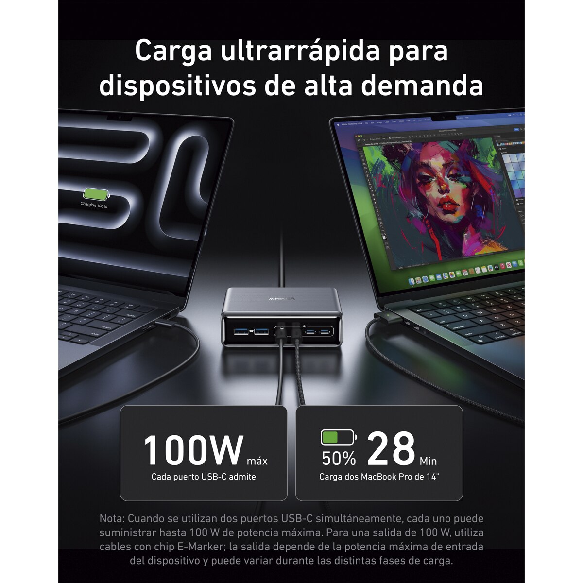Cargador de sobremesa Anker Prime GaN 200W negro Negro-3