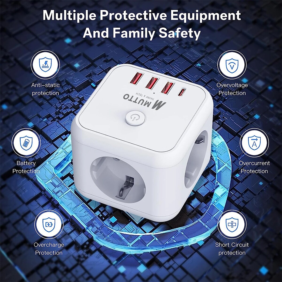 Cargador de red Mutto Cubo hasta 200W Blanco / Gris-4