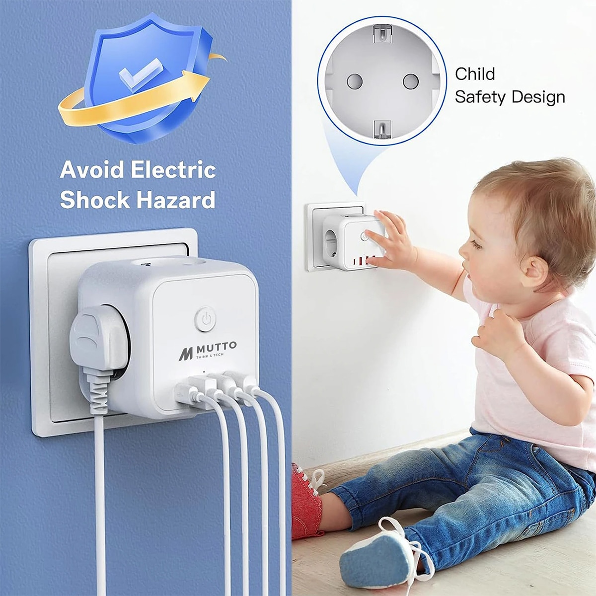Cargador de red Mutto Cubo hasta 200W Blanco / Gris-5