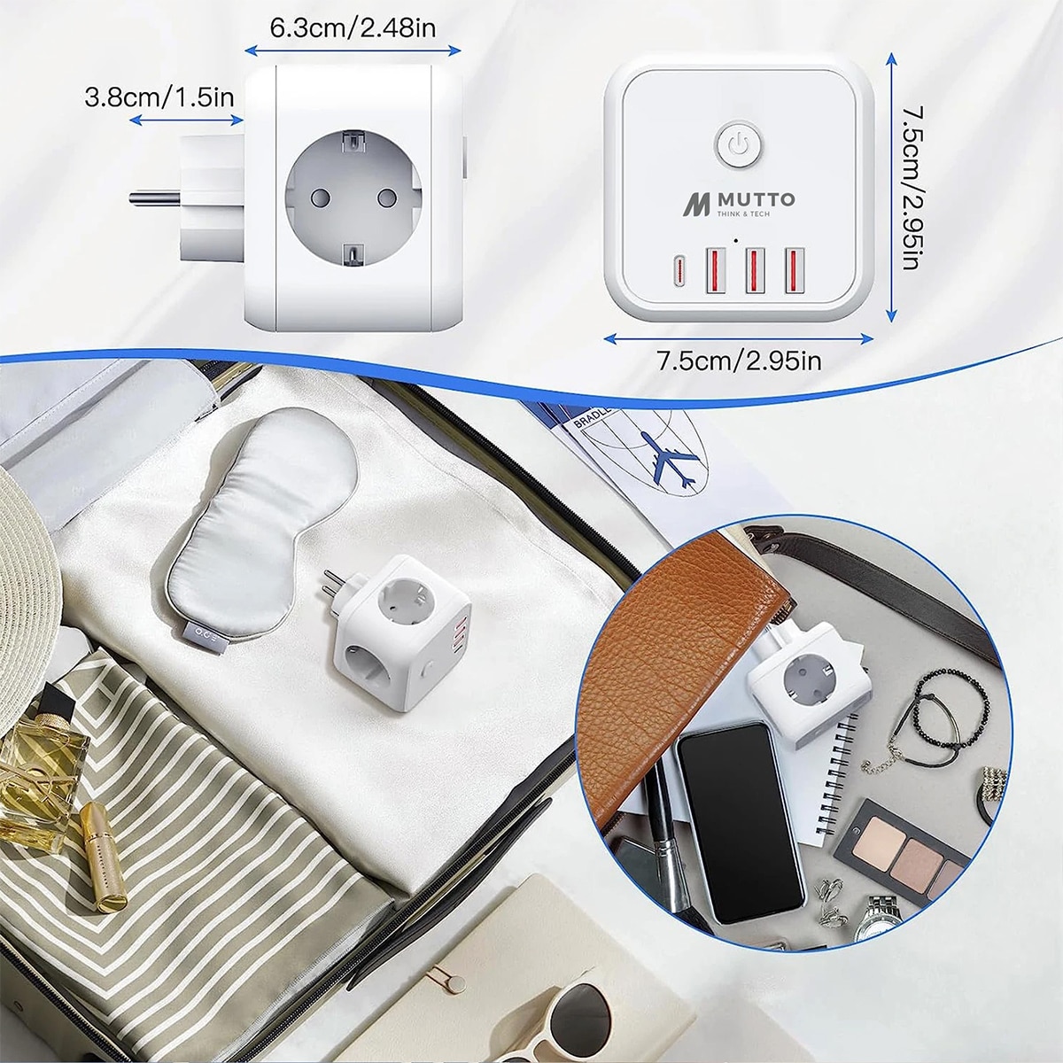 Cargador de red Mutto Cubo hasta 200W Blanco / Gris-6