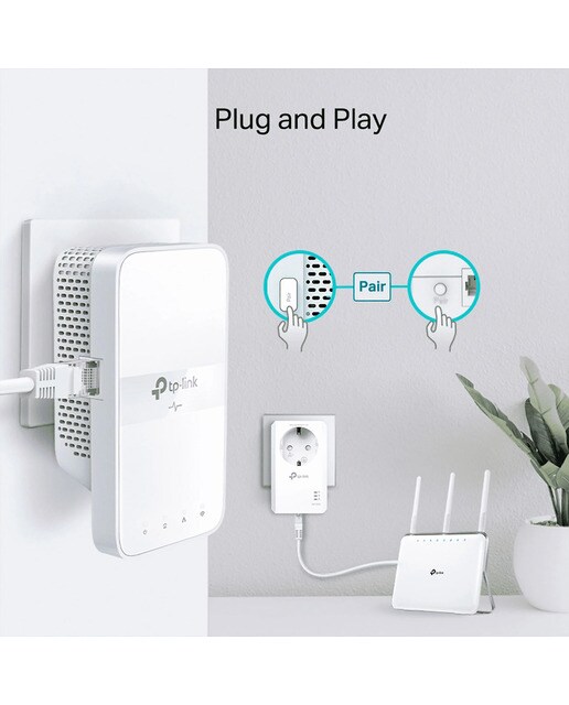 Kit Adaptador Powerline TP-Link AV1000 Gigabit Passthrough ac Wi-Fi - Branco Branco-6