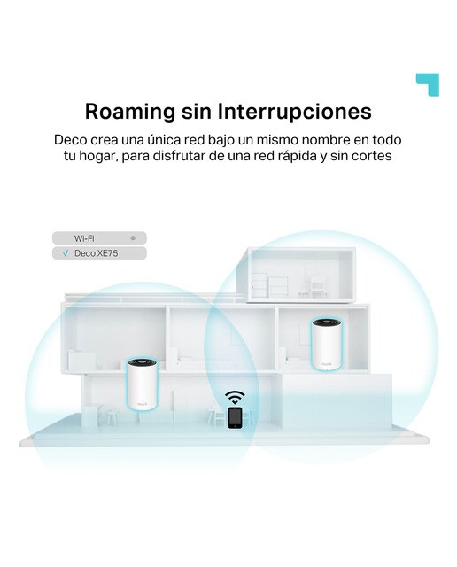 Sistema Wi-Fi Mesh TP-Link Deco XE75, Triple Banda Ethernet Gigabit AXE5400 (2 nodos) - Blanco / Negro Blanco / Negro-9