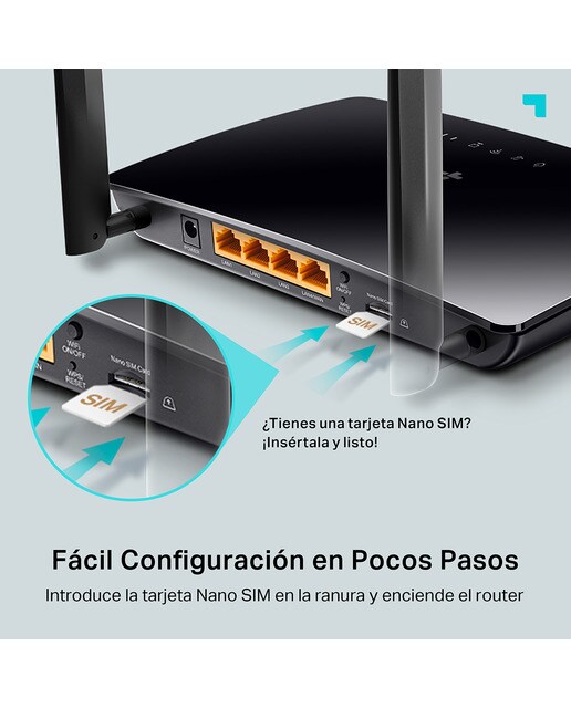 Router 4G TP-Link TL-MR6400, 300Mbps, Ethernet LAN/WAN, doble antena Negro Negro-5