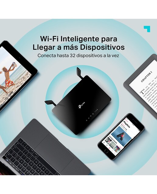 Router 4G TP-Link TL-MR6400, 300Mbps, Ethernet LAN/WAN, doble antena Negro Negro-6