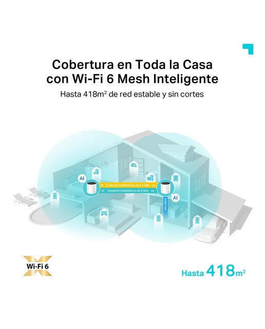 Sistema WiFi 6 AI Mesh TP-Link Deco X55, AX3000, Cobertura até 420m2, Banda 160MHz, MU-MIMO, OFDMA - 2 Unidades Dual Band Branco-3