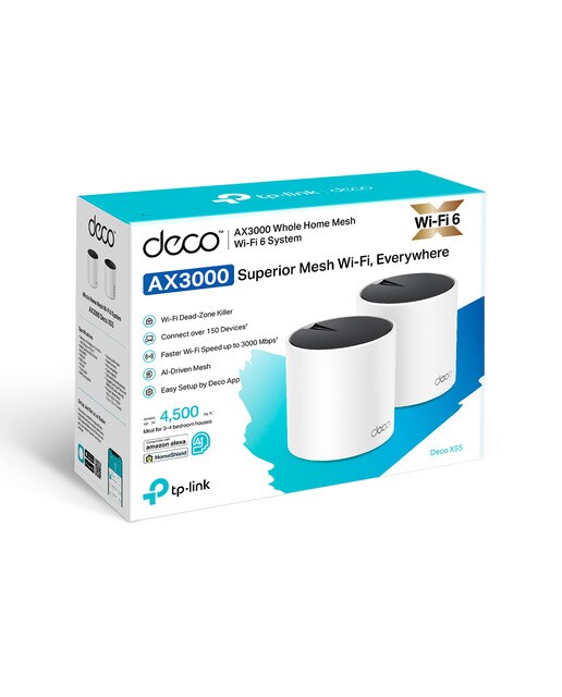 Sistema WiFi 6 AI Mesh TP-Link Deco X55, AX3000, Cobertura até 420m2, Banda 160MHz, MU-MIMO, OFDMA - 2 Unidades Dual Band Branco-11