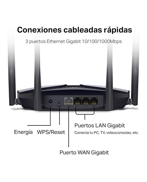 Router Mercusys MR80X AX3000 Wi-Fi 6 de doble banda 3