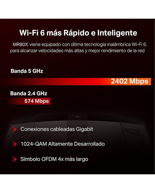 Router Mercusys MR80X AX3000 Wi-Fi 6 de doble banda 5