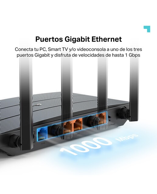 Router Wi-Fi 6 TP-Link Archer AX12, WiFi 6, 1500 Mbps, Doble Banda, 4 Antenas, 4 Puertos Gigabit Negro-6