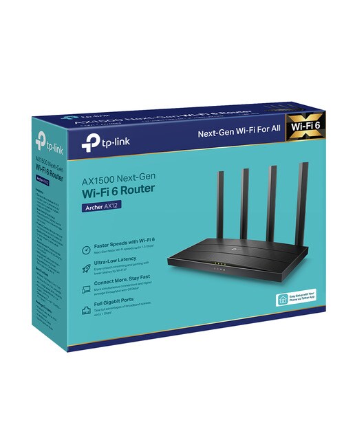 Router Wi-Fi 6 TP-Link Archer AX12, WiFi 6, 1500 Mbps, Doble Banda, 4 Antenas, 4 Puertos Gigabit Negro-9