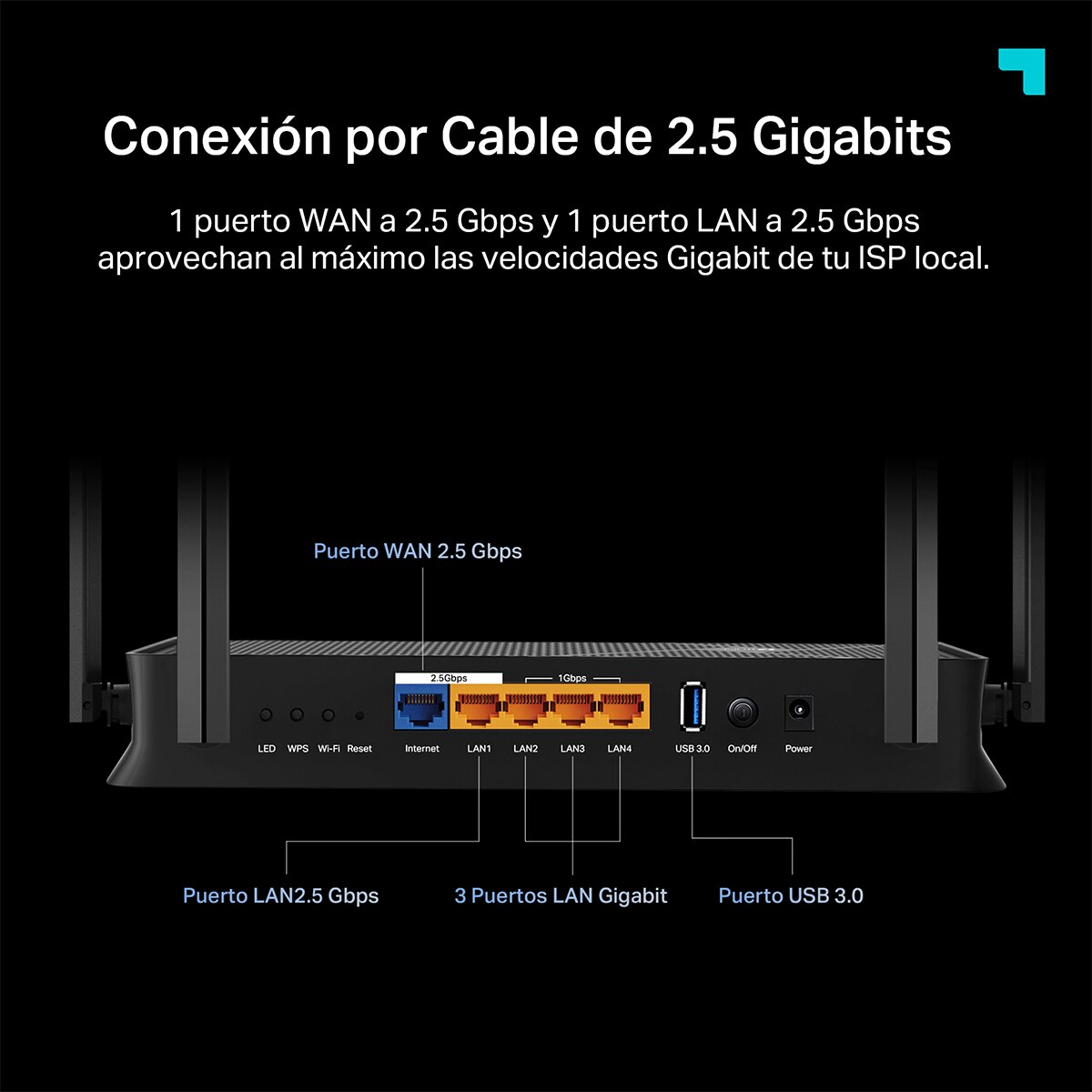 Router Wi-Fi 7 TP-Link Archer BE230, AX53, Wi-Fi 7, Doble Banda BE3600, 4 Antenas, 4 Puertos Gigabit Negro-5