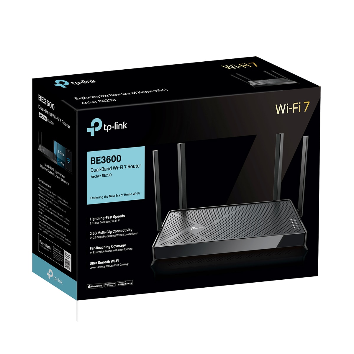Router Wi-Fi 7 TP-Link Archer BE230, AX53, Wi-Fi 7, Doble Banda BE3600, 4 Antenas, 4 Puertos Gigabit Negro-8
