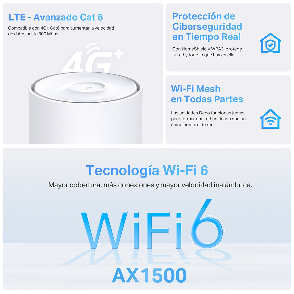 Sistema Wi-Fi 6 Mesh TP-Link Deco X10-4G AX1500 (1 nodo) Blanco-3