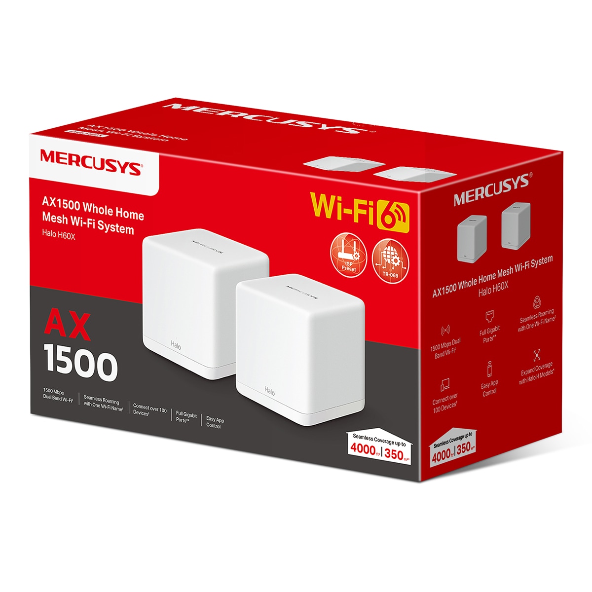 Sistema Wi-Fi Mesh Mercusys Halo H60X (2 Nodos) Wi-Fi 6 AX1500 8