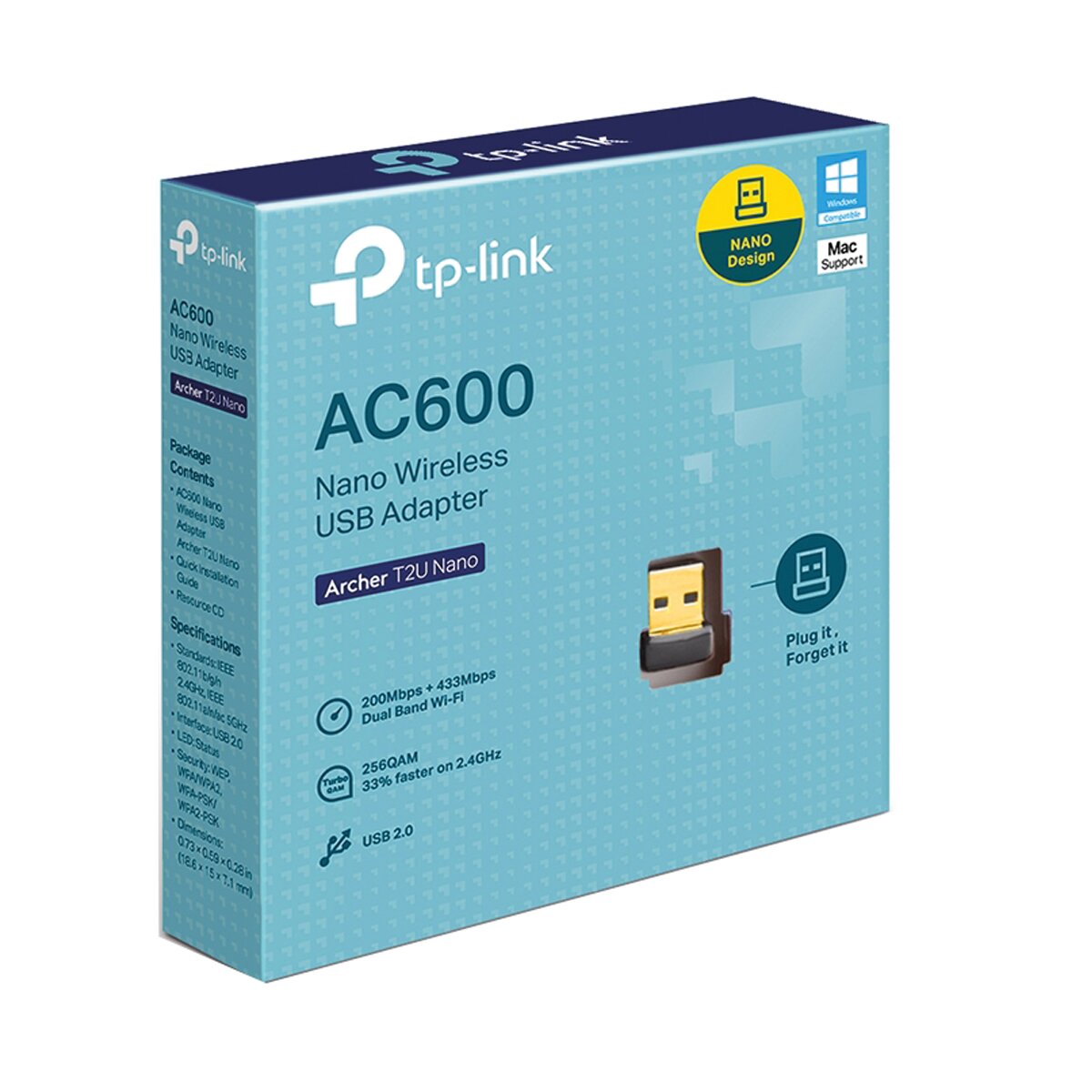Adaptador Wireless Nano USB TP-Link Archer T2U Nano Banda Dupla AC600 2
