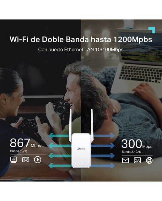 Repetidor WiFi TP-Link RE315, Doble banda, 1200 Mbps, MIMO 2x2, WPS, Punto de acceso Blanco Blanco-4