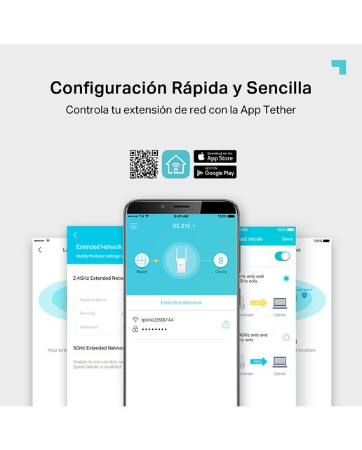 Repetidor WiFi TP-Link RE315, Doble banda, 1200 Mbps, MIMO 2x2, WPS, Punto de acceso Blanco Blanco-7