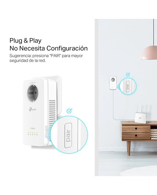 Powerline TP-LINK TL-WPA8631P KIT Wi-Fi AC Gigabit AV1200 con enchufe - Blanco Blanco-2