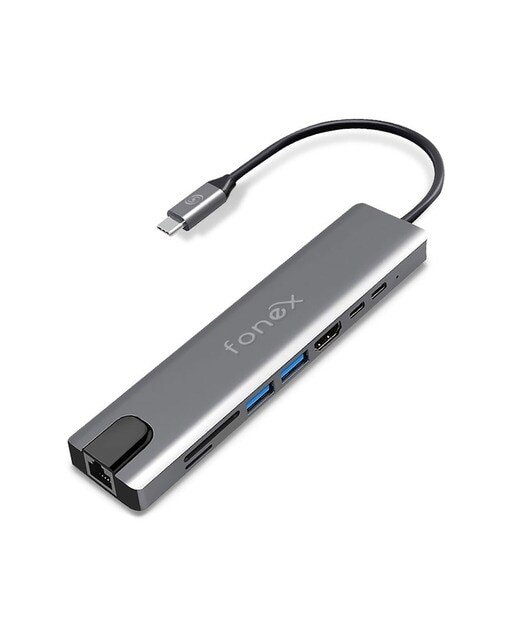 Hub Fonex HUB80TG USB-C, 8 en 1 - Gris Gris-2