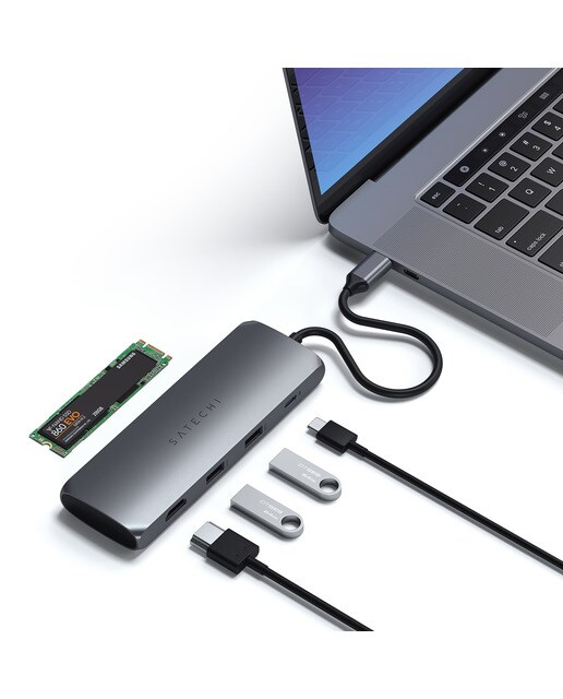 Hub Satechi Multiporta USB-C com ranhura SSD - Space Grey Cinzento espacial-5