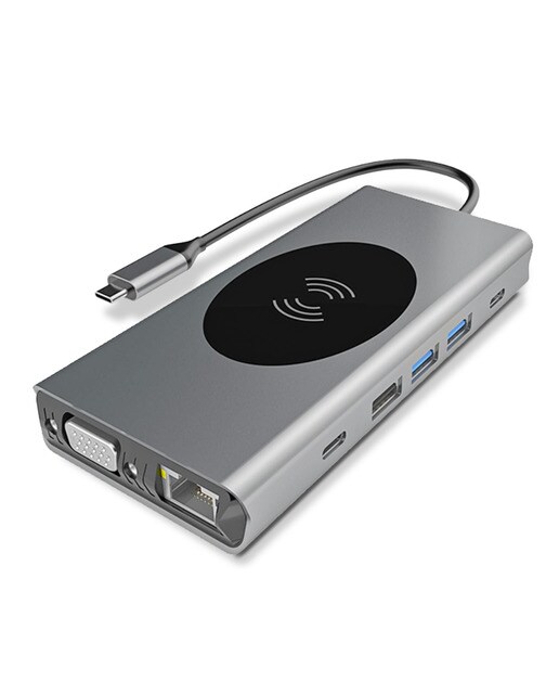 Hub Wireless Prolinx 13 en 1 USB C Gris metálico-1