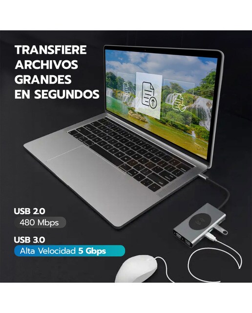 Hub Wireless Prolinx 13 en 1 USB C Gris metálico-4