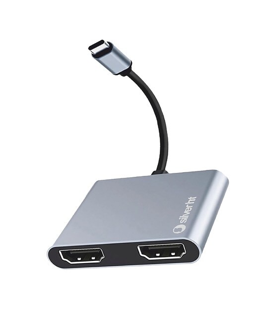 Imagen 1 de Adaptador Silver HT Logan Tipo C a 2 HDMI 4K - Gris Gris