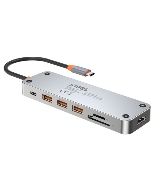 Hub Inves H-460-02, 7 en 1, USB-C Aluminio-3