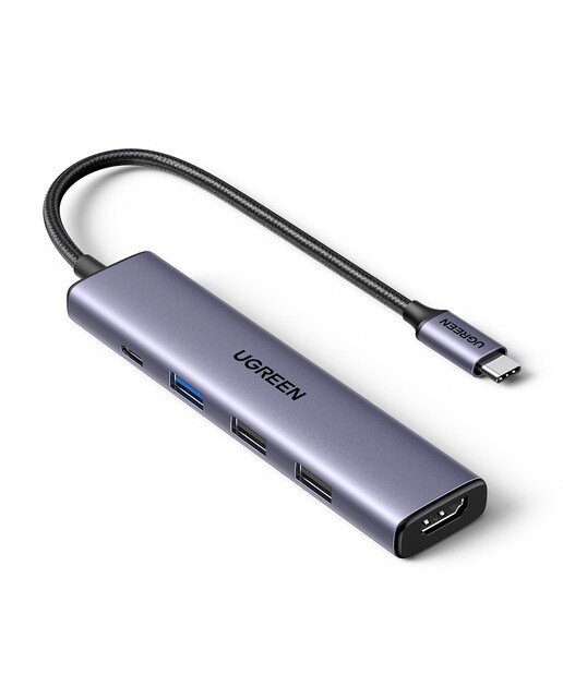 Hub USB-C UGREEN 5 en 1, 100W, HDMI hasta 4K@30Hz Gris-1