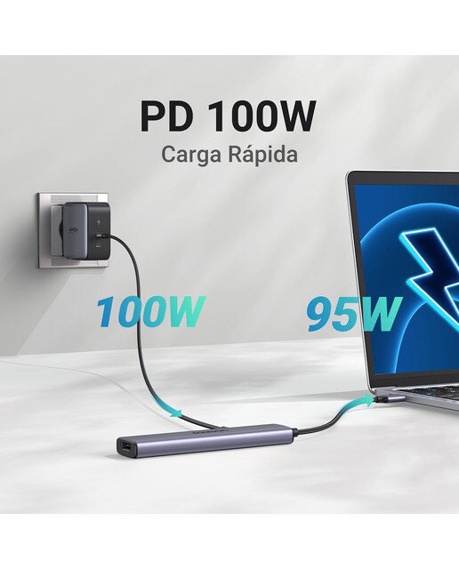 Hub USB-C UGREEN 5 en 1, 100W, HDMI hasta 4K@30Hz Gris-4