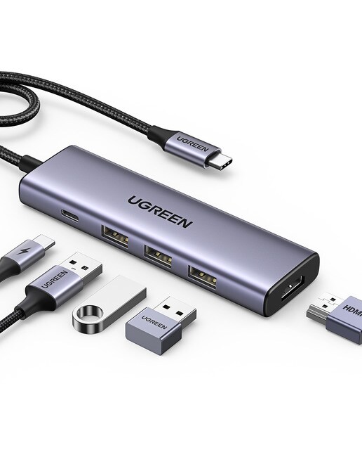 Hub USB-C UGREEN 5 en 1, 100W, HDMI hasta 4K@30Hz Gris-2