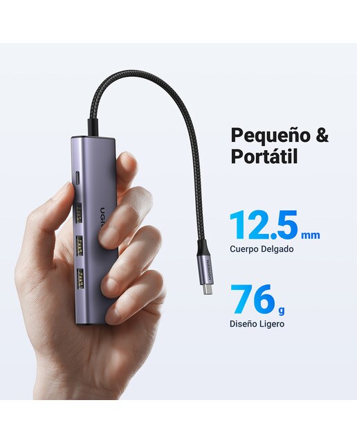 Hub USB-C UGREEN 5 en 1, 100W, HDMI hasta 4K@30Hz Gris-4