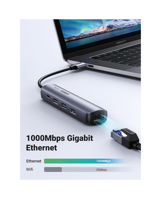Hub USB-C UGREEN 5 en 1, 100W, HDMI hasta 4K@60Hz - Gris Gris-4