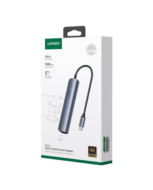 Hub USB-C UGREEN 5 en 1, 100W, HDMI hasta 4K@60Hz - Gris Gris-6