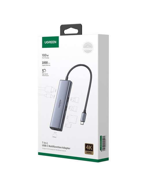 Hub USB-C UGREEN 7 en 1, 100W, HDMI hasta 4K@60Hz Gris-6