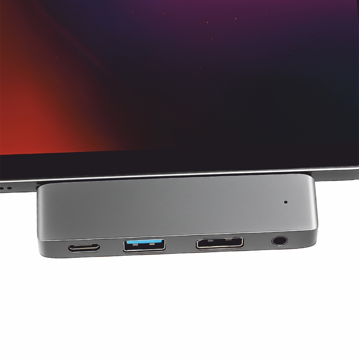 Hub 3 en 1 Silverht Logan Go 4K USB-C a USB-C PD 100W + HDMI + USB-A + Jack 3,5mm Gris-4