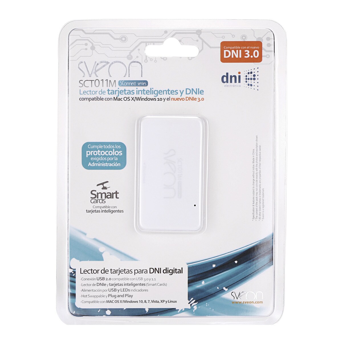 Lector de DNI electrónico Slim Sveon SCT011M Blanco-3