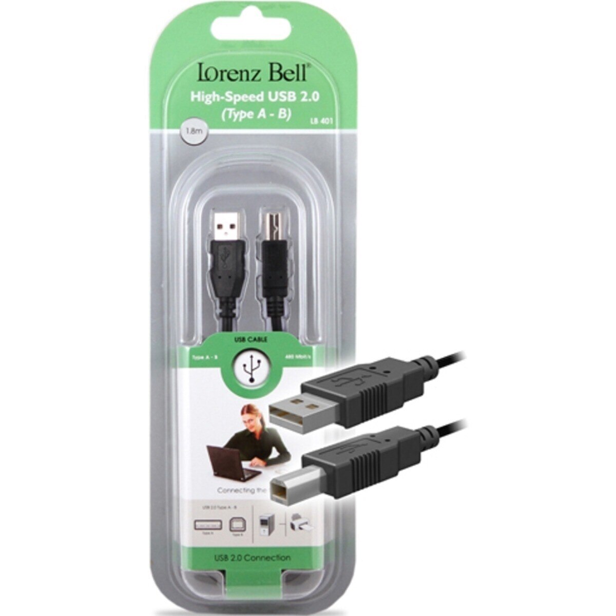 Imagem 0 de Cabo Lorenz Bell USB A/USB B - 1.8m