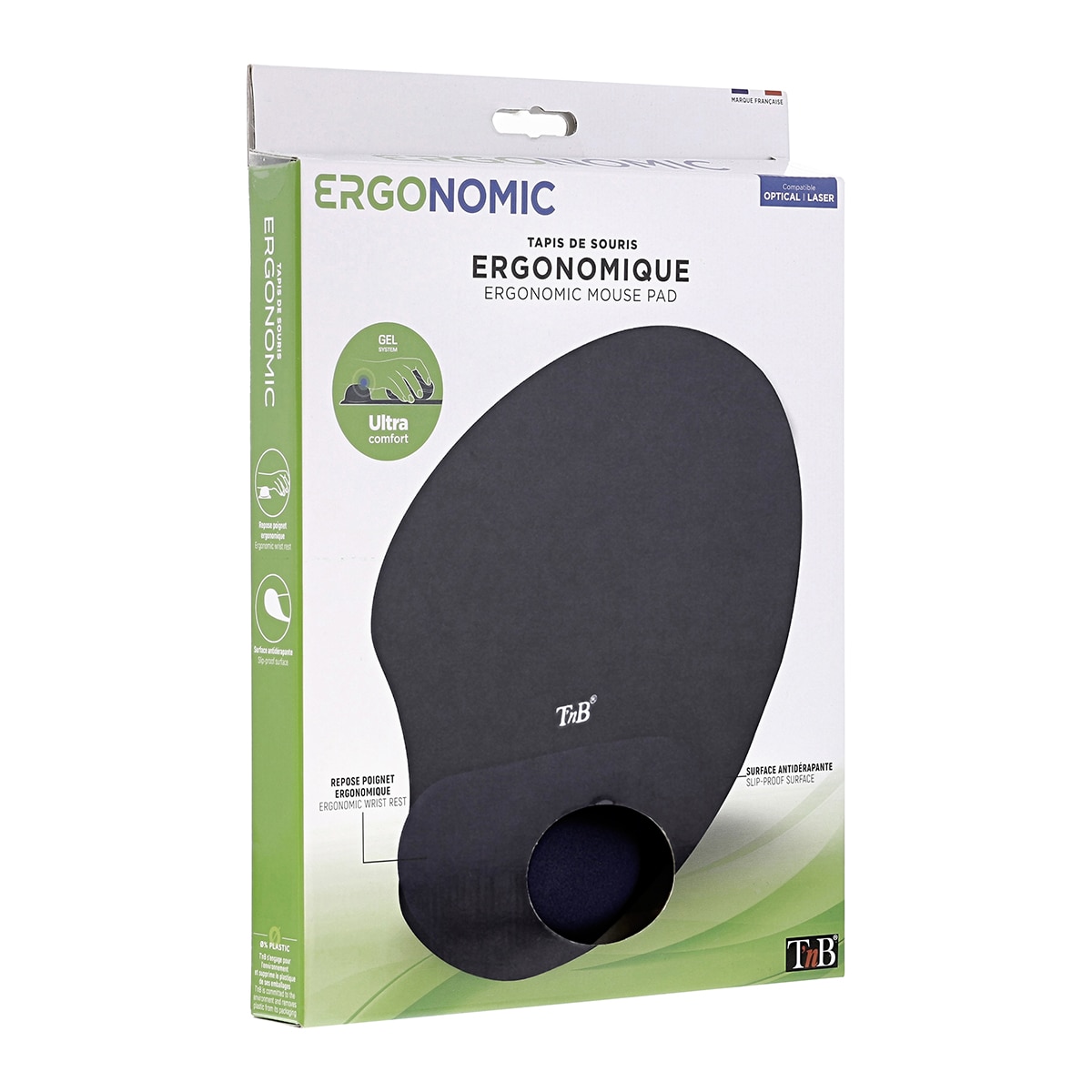 Alfombrilla para ratón T'nB ergonómica con reposamuñecas azul Azul-3