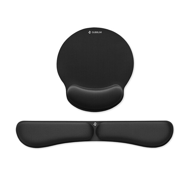 Imagen 0 de Conjunto de alfombrilla para ratón y reposamuñecas para teclado Negro