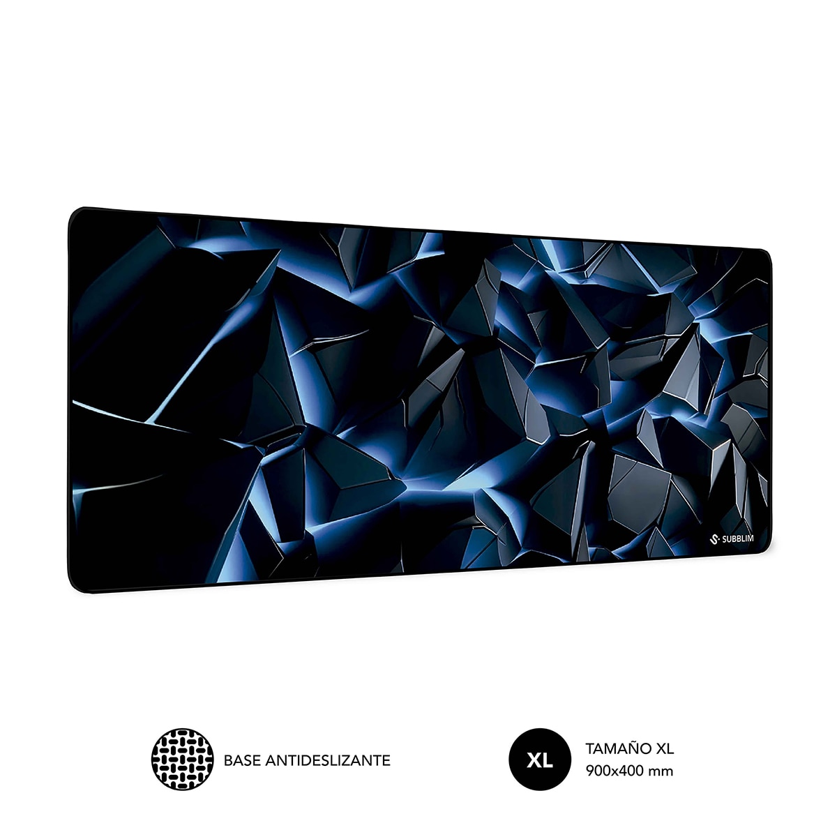 Imagen 3 de Alfombrilla para ratón Subblim Blue Obsidian XL - Negro / Azul Negro / Azul