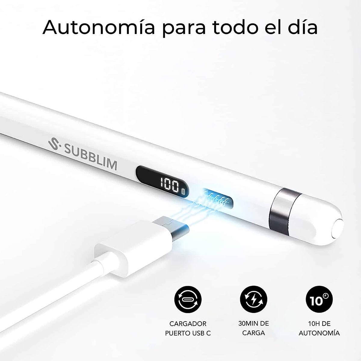 Imagen 4 de Lápiz óptico Subblim NoteFlow Pencil Universal Android/Windows - Blanco Blanco